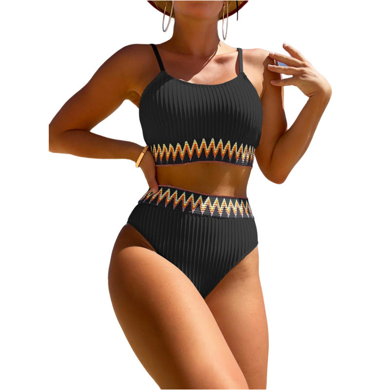Women's High Waist Two Piece Swimsuit Multi Color Bikini Sexy Split Style