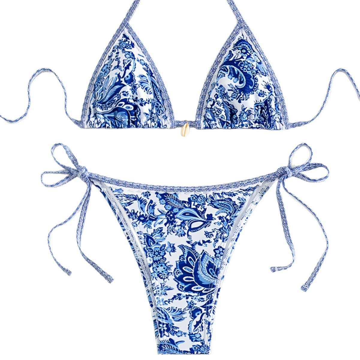 Printed Two-Piece Bikini Set with Adjustable Straps Women's Swimsuit