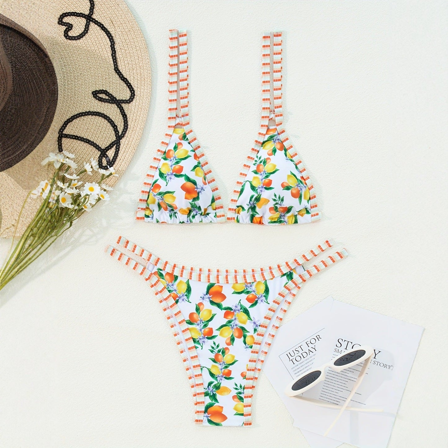 Sexy Printed Bikini Triangle Two Piece Swimsuit Set