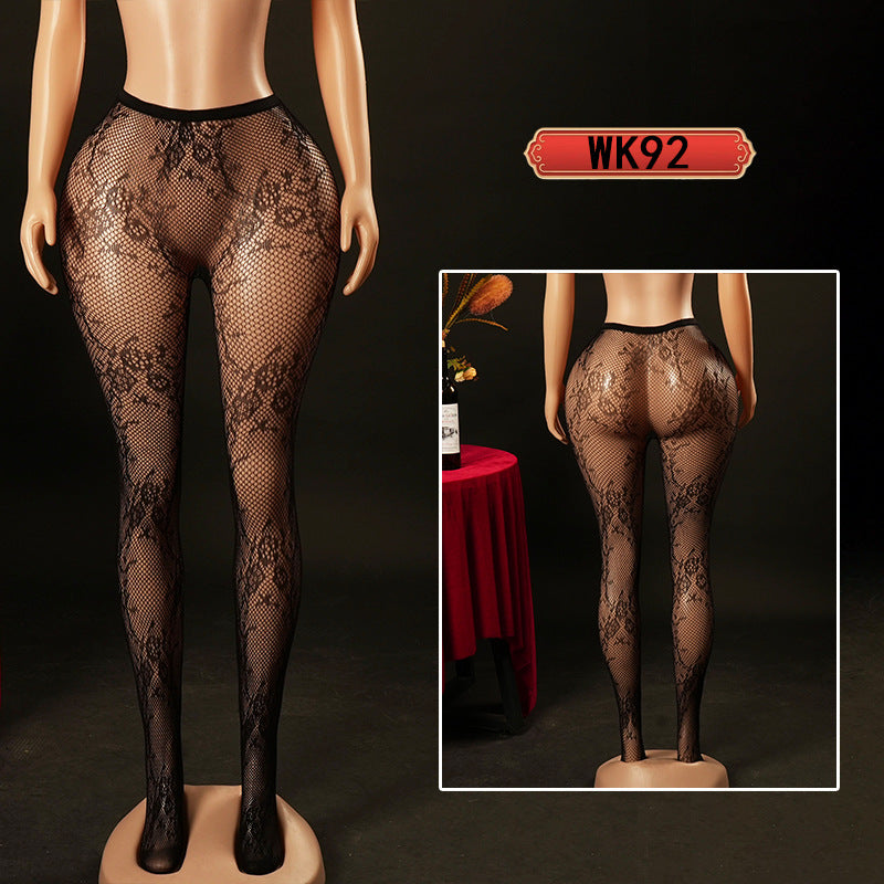 Erotic Pantyhose Fishnet Stockings Nightclub Sexy Floral Jacquard Pure Desire Flirting Hollow Out
