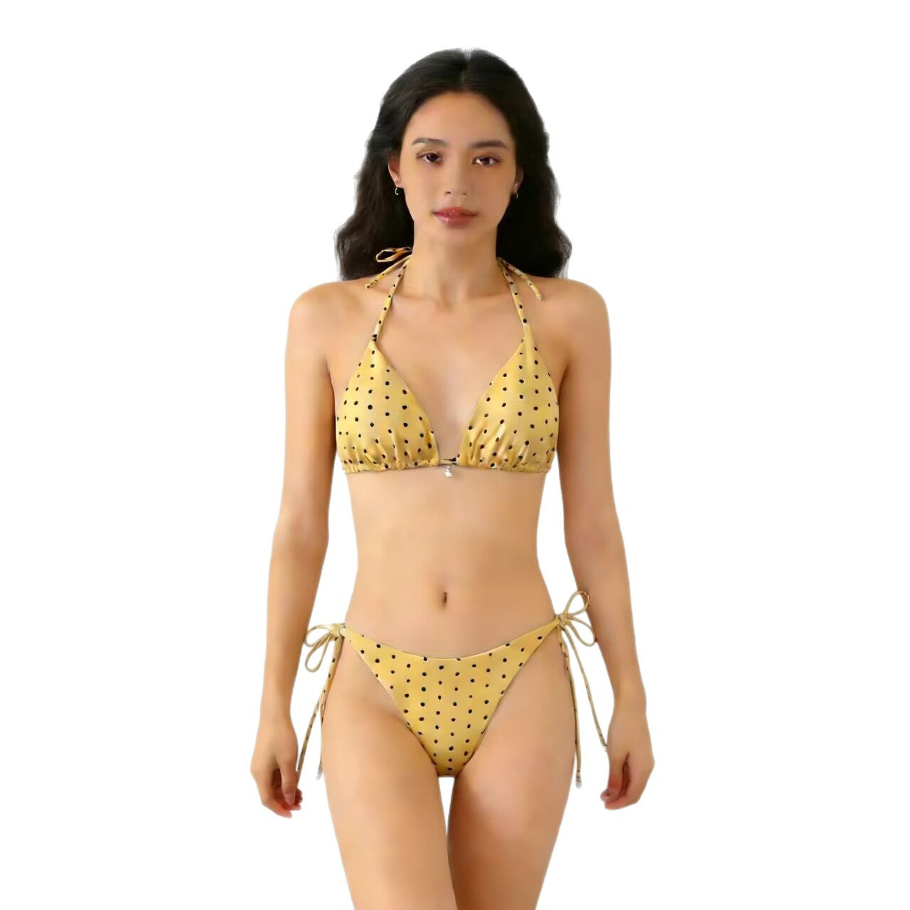 Sexy Triangle Separated Strap Multicolor Polka Dot Bikini Beach Swimwear Swimsuit