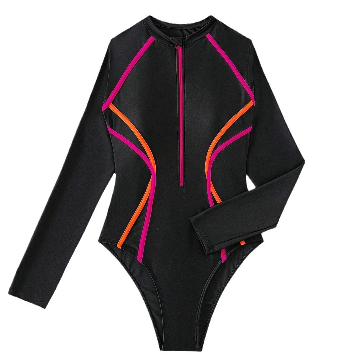 Women's Black Long Sleeve One-Piece Swimsuit Rash Guard UV Protection Quick Dry for Snorkeling Surfing Diving