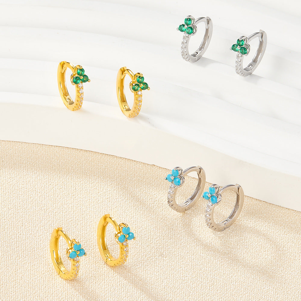 Fashion Color Zircon Earrings Design Sense