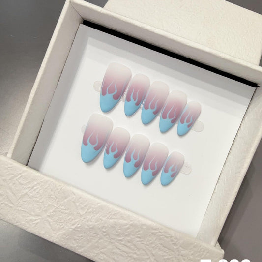 HandmadePress on Nails Nail Sticker, Silver Flame Sheet Finished Removable, Hot