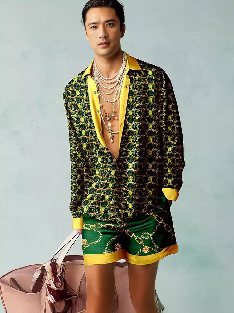 3D Print Short Sleeve Shirt Shorts Set