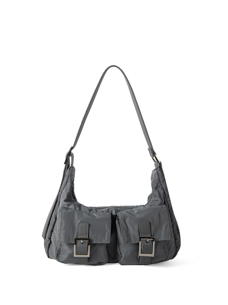 Design multi-pocket lightweight nylon shoulder armpit bag, women's versatile commuter handbag, women hobo bag small