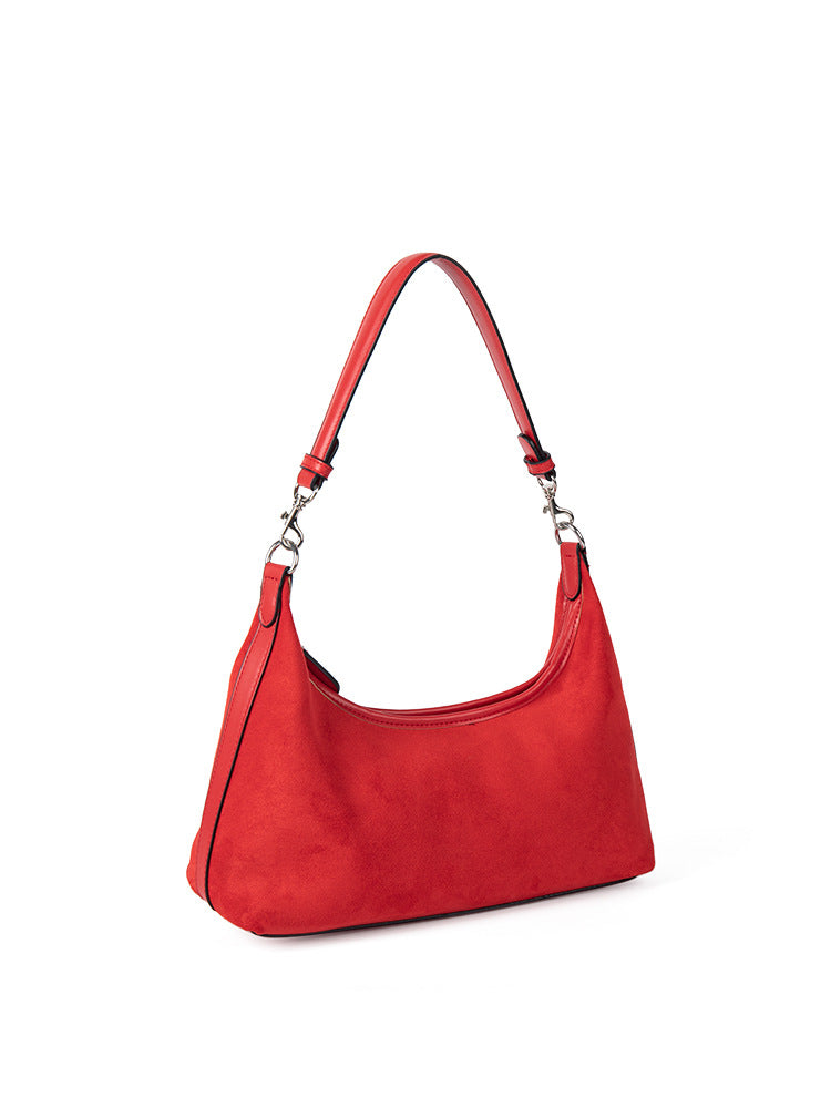 Design suede simple armpit bag, autumn and winter retro versatile handbag, small hobo shoulder bag women