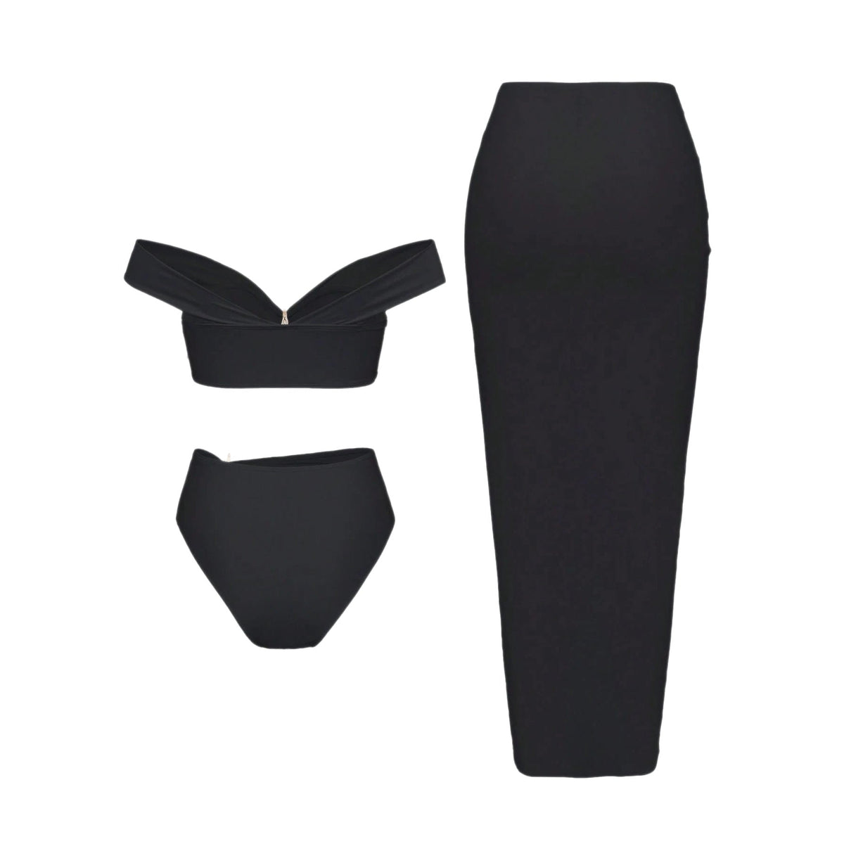 Starfish Three Piece Split Swimsuit Women's Bikini with Long Skirt