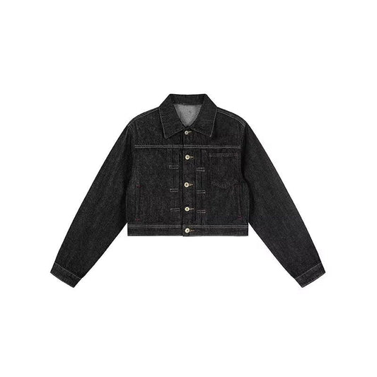 Designer Distressed Denim Set, Cropped Jacket & Baggy Jeans, Retro Hip-Hop Outfit for Women