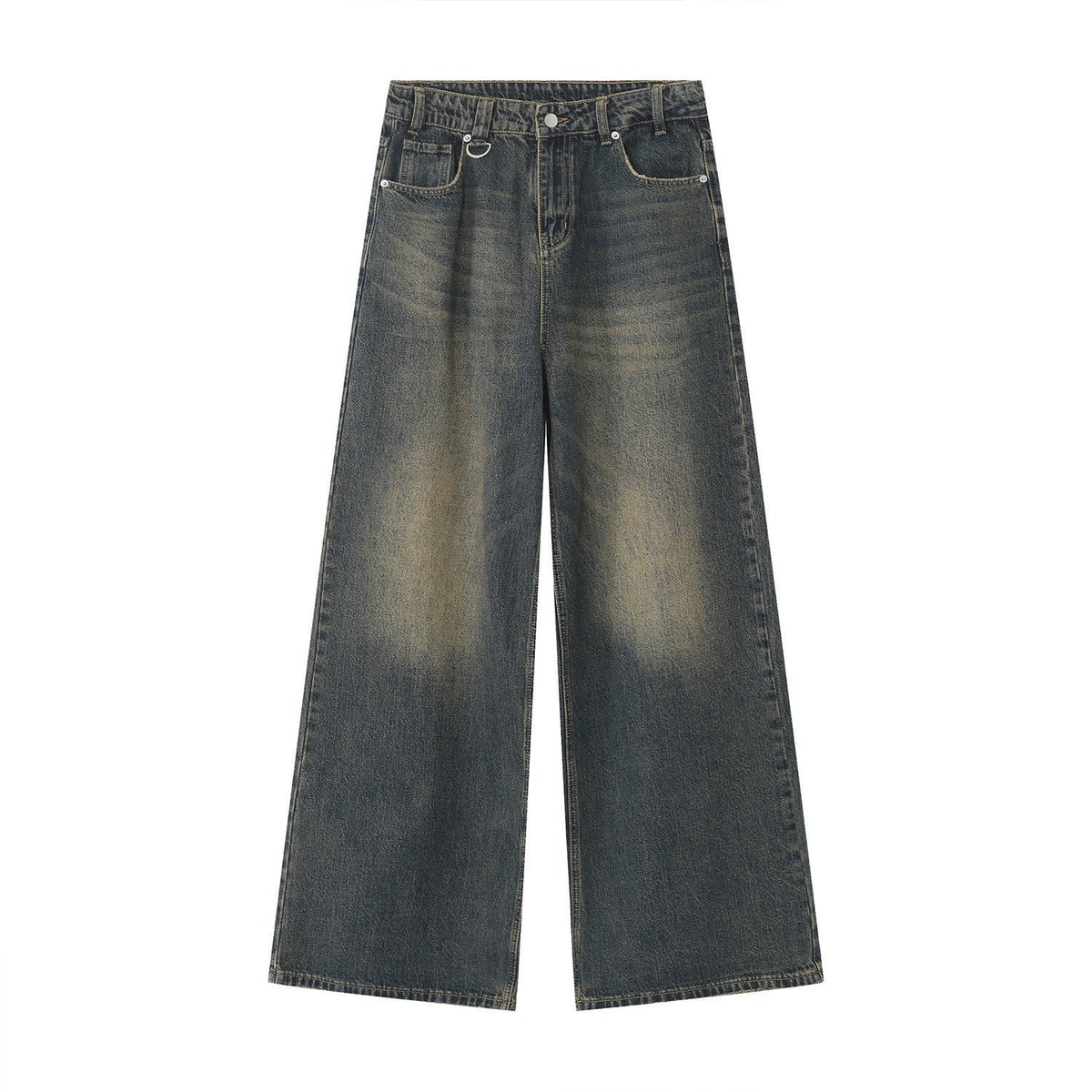 American High Street Simple Wind Black Loose Casual Jeans