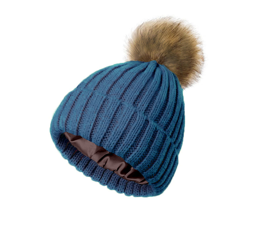 Soft Beanie Fluffy Ball Cap — Warm Knitted Winter Hat with Pom Pom