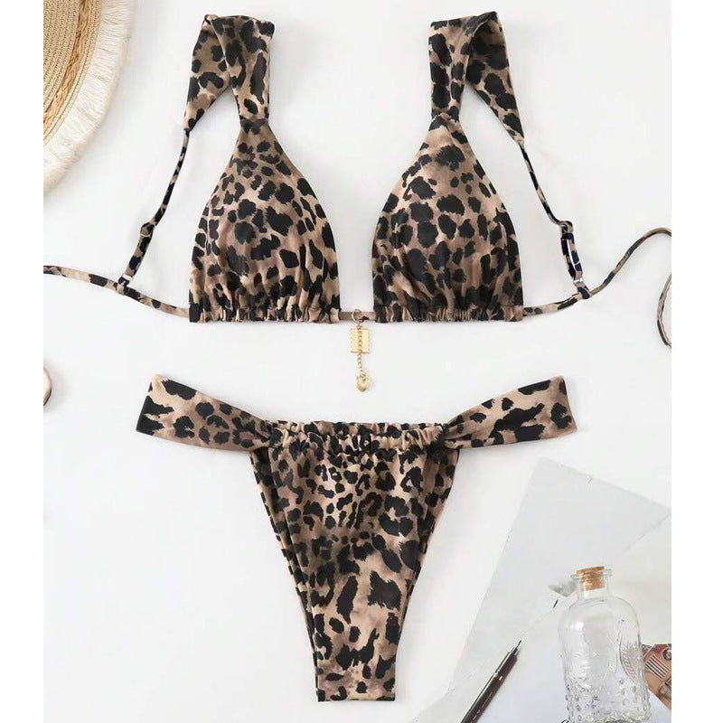 Sexy Bikini Print Strappy High end Sultry Swimsuit for Women