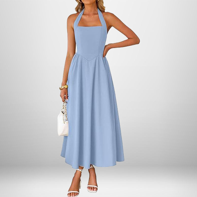 Summer women's fashion temperament wide suspender neck halter dress