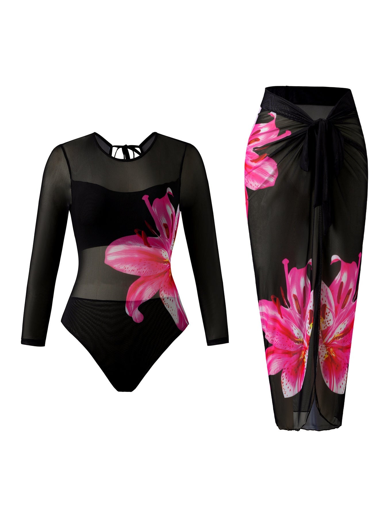 Women's Long Sleeve One Piece Swimsuit Sun Protection Quick Dry Bathing Suit