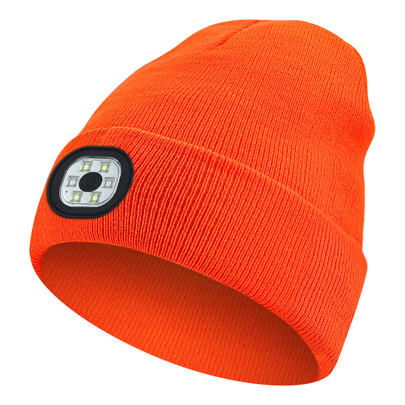 Outdoor Riding Lighting Headlights Cap Multi-color Optional Night Running LED Light Emitting Knitted Hat