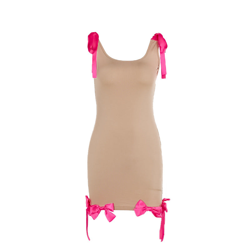 Women's Minimalist And Versatile Bow And Strap Short Skirt