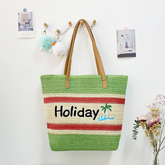 Women’s Straw Woven Shoulder Bag – Paper Rope Tote, Large Beach Shopping Mama Bag