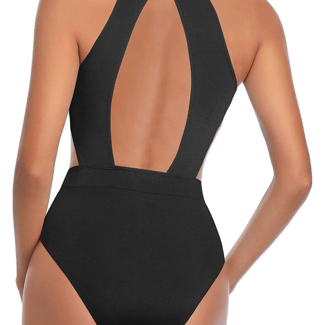 Solid Color One Piece Swimsuit Women's Backless Sexy Bikini
