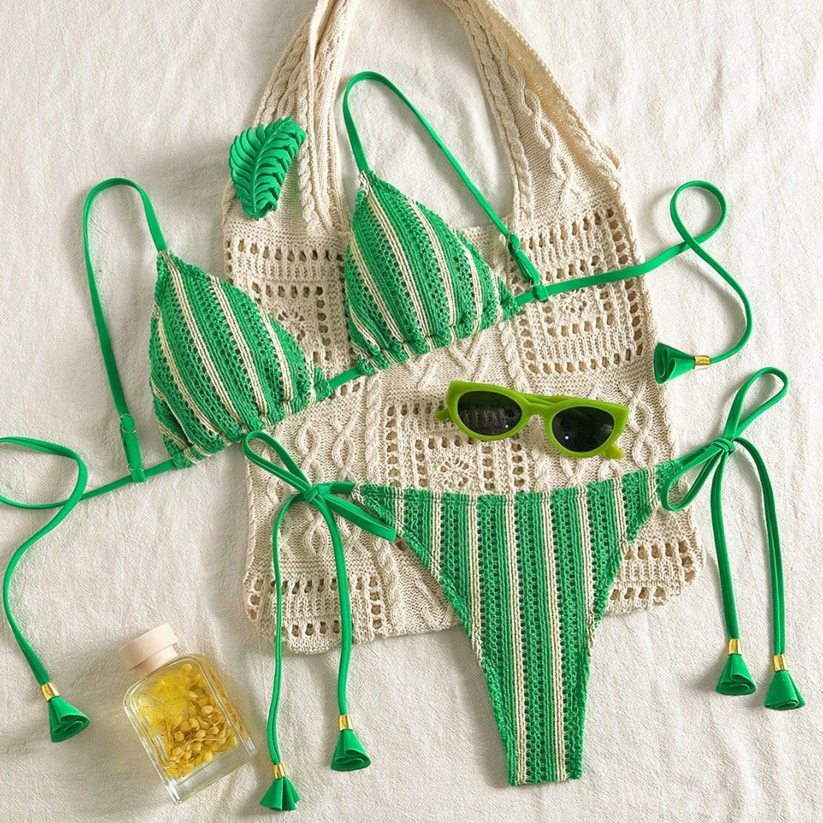 Bikini Set Special Multi color Double Strap Swimsuit Women's Bathing Suit