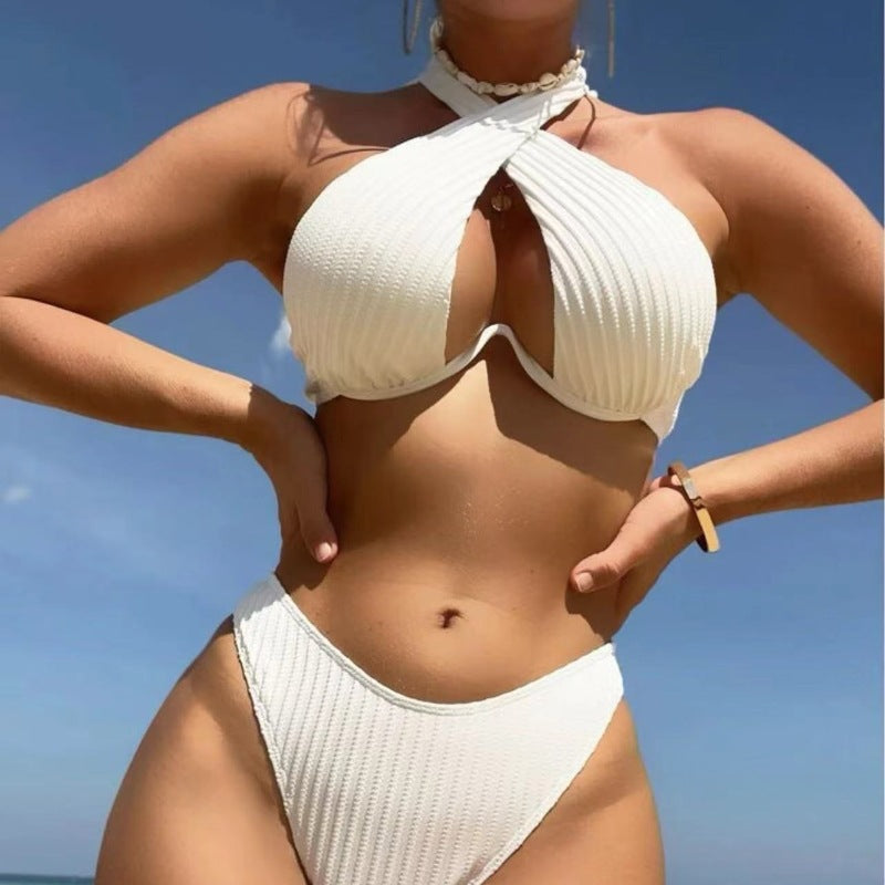 Solid Color Multi Color Sexy Quality Bikini Strappy Two Piece Set