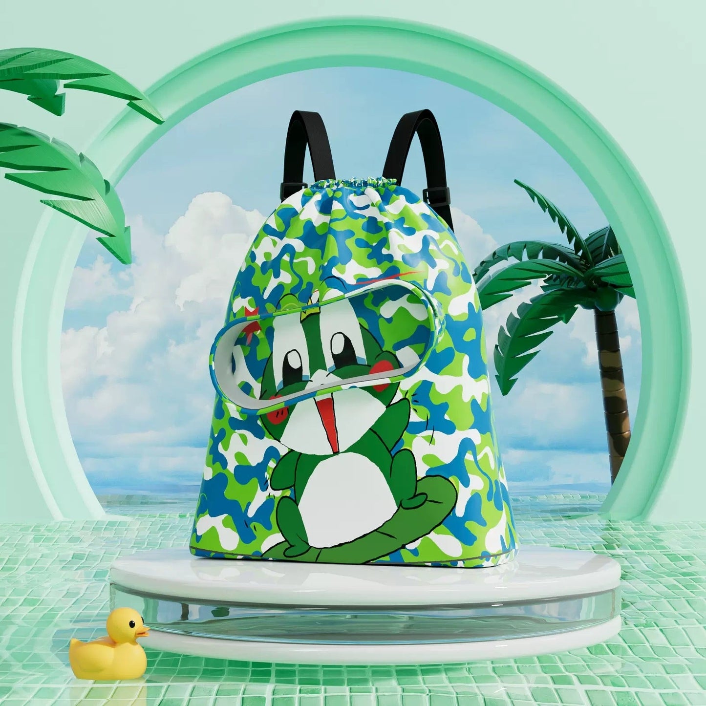Children's swimming bag, wet and dry separation toilet bag, large-capacity swimming storage bag, beach storage bundle backpack.