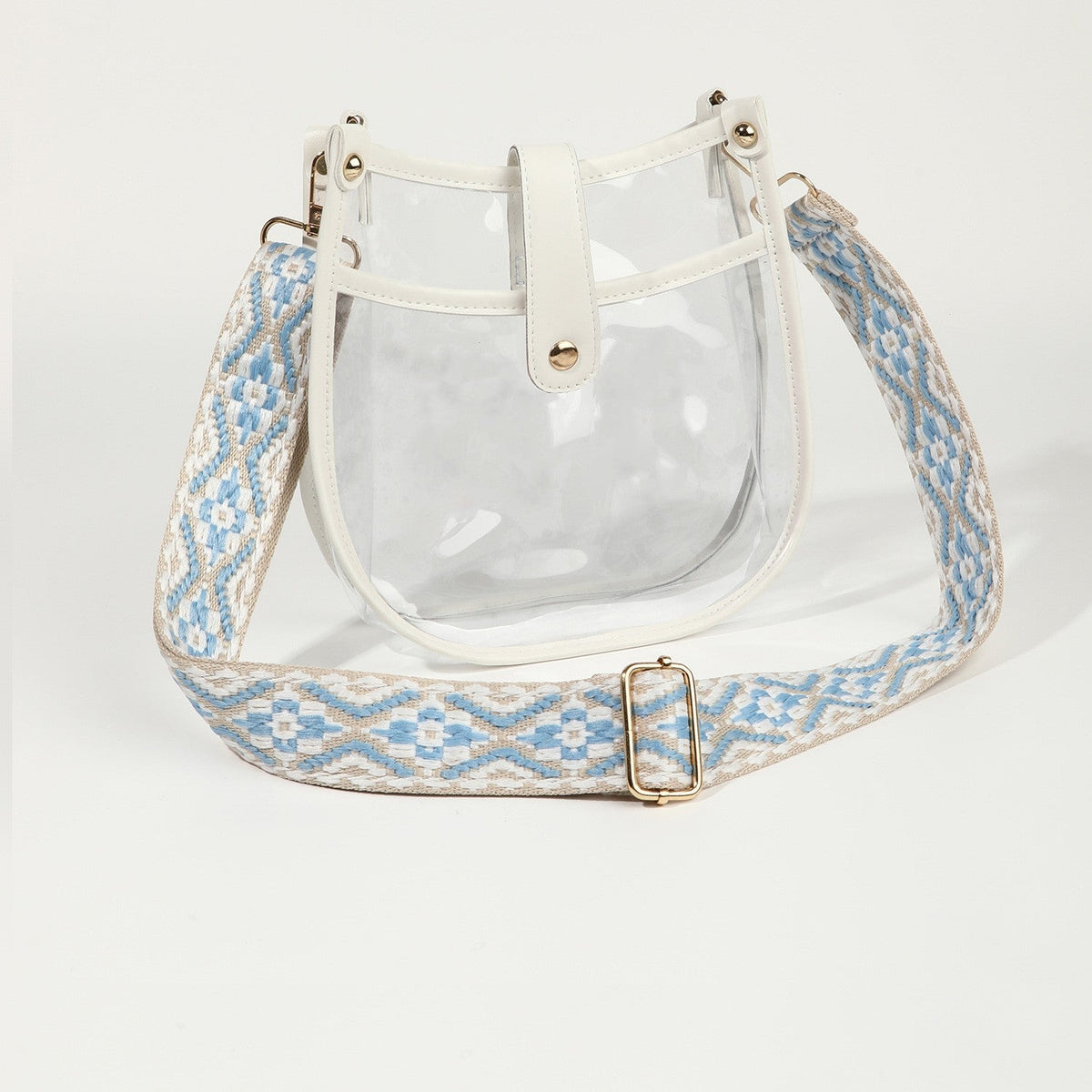 Women's bag large capacity transparent PVC crossbody bag, fashionable magnetic buckle single shoulder retro small crossbody