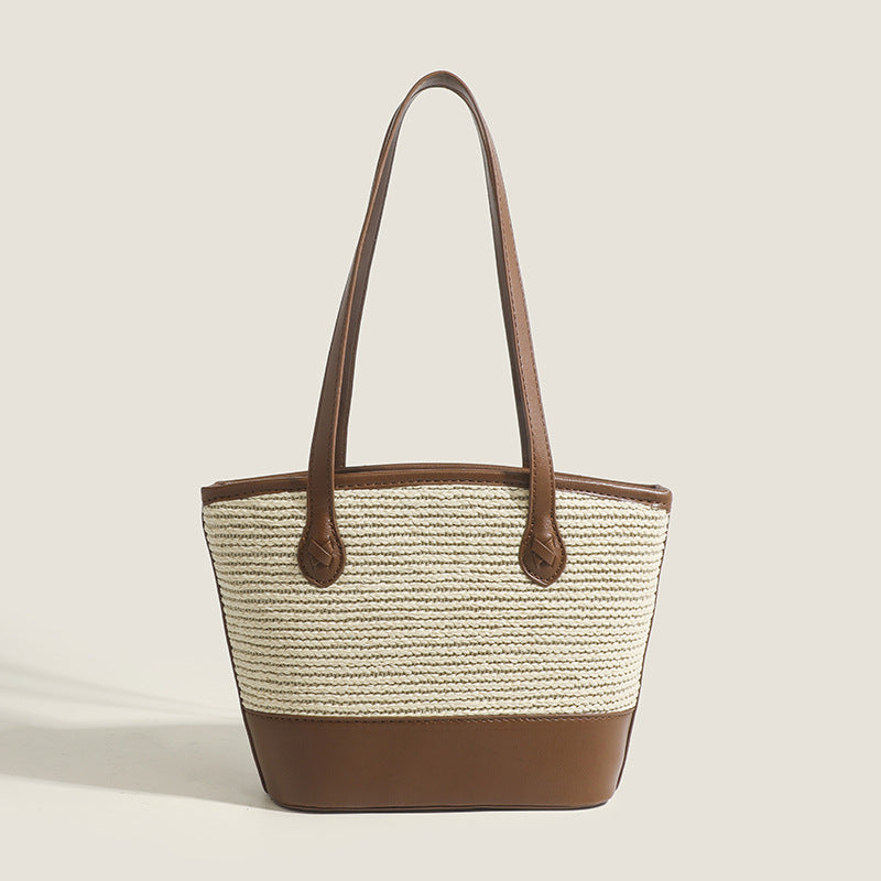 Tote crochet purse, summer retro underarm bag, straw bag large capacity minimalist tote large bag
