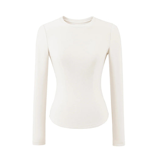Hourglass Waist Long Sleeve T-Shirt beige