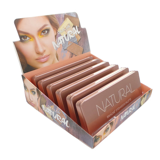 OKALAN Palette de fards à paupières naturels 16 couleurs, présentoir de 6 pièces