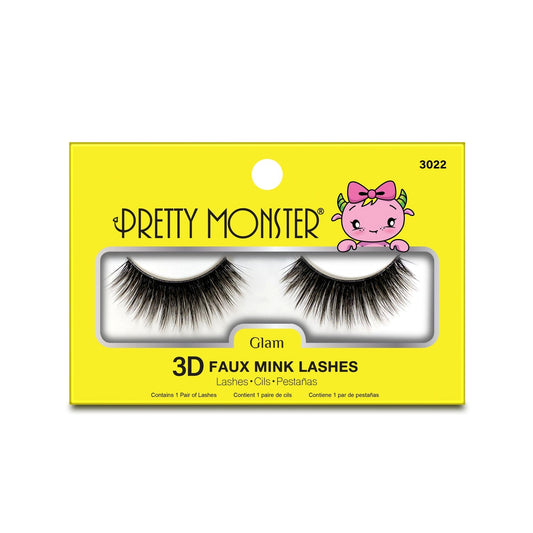 Faux cils en vison 3D Pretty Monster Glam - 3022
