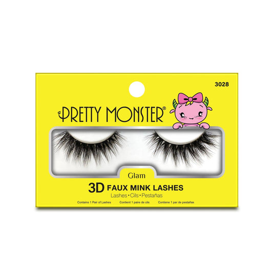 Faux cils en vison 3D Pretty Monster Glam - 3028