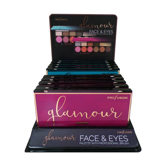 PROFUSION Glamour Palette Yeux & Visage 16 Couleurs, Présentoir de 10 pièces