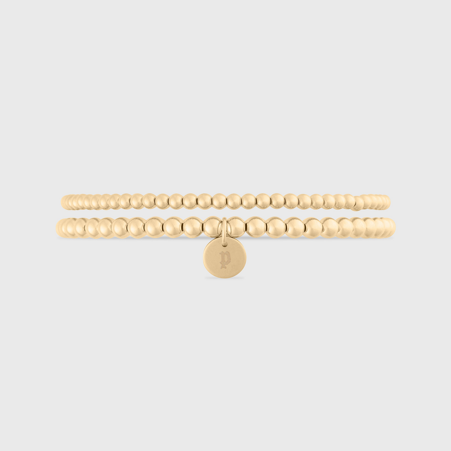 Old English Initial Juno Double Bracelet Stack (3+4mm)