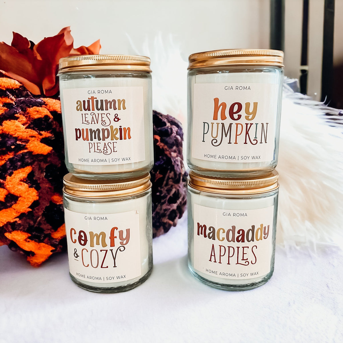 Pumpkin Spice Soy Candle 9oz Jar, Vanilla Whipped Cream Cinnamon