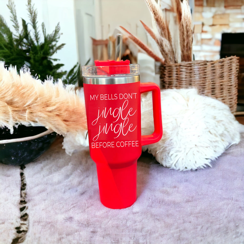 40oz Insulated Coffee Mug With Handle Lid Straw Funny Holiday Jingle Quote