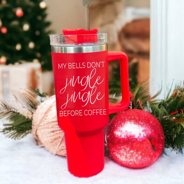 Mug de voyage isotherme de 1,2 L avec poignée, couvercle, paille et citation de Noël amusante