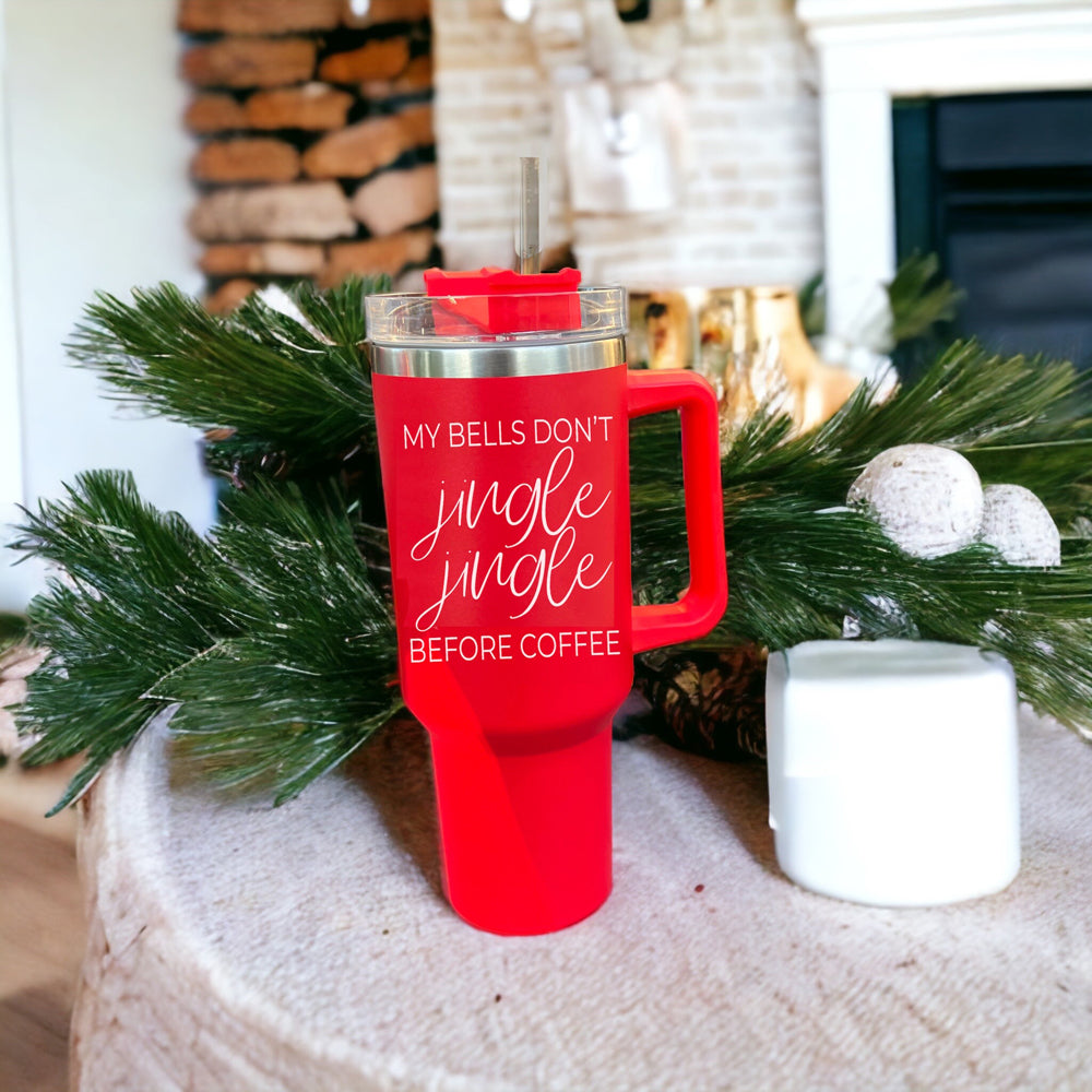 Mug de voyage isotherme de 1,2 L avec poignée, couvercle, paille et citation de Noël amusante