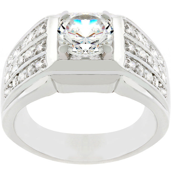 Avera Rock Solid Cubic Zirconia Ring in 18k Gold Plated Finish