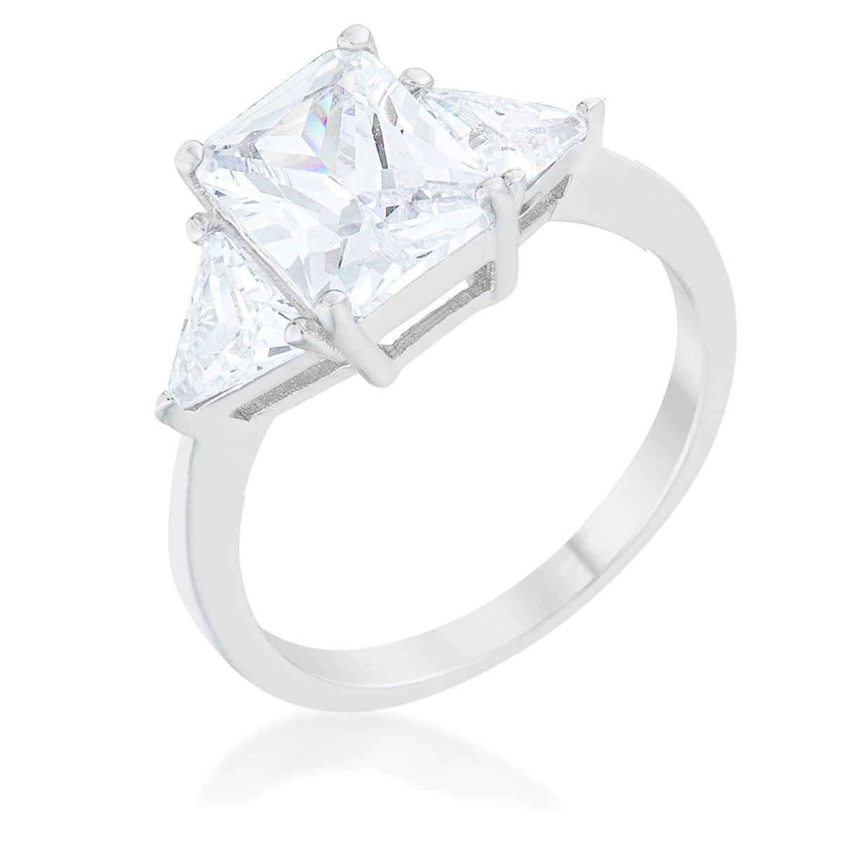 Avera Classic Princess Cut Engagement Ring With Baguette Accents