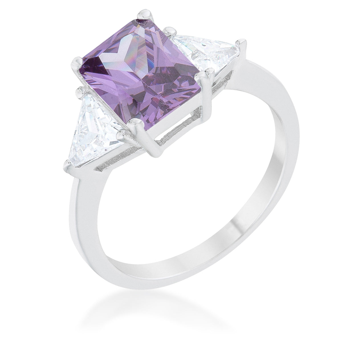 Avera Classic Princess Cut Engagement Ring With Baguette Accents