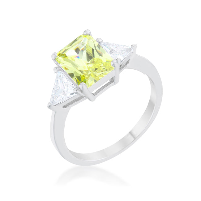 Avera Classic Princess Cut Engagement Ring With Baguette Accents