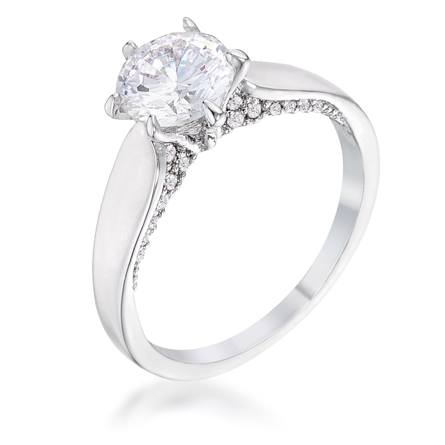 Avera 1.56Ct Contemporary Plated Cubic Zirconia Solitaire Ring
