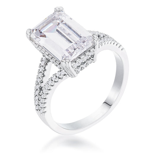 Avera 6.75Ct Plated Emerald Cut Wishbone Ring