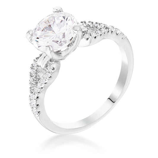 Avera 2.11Ct Round Cut Cubic Zirconia Petite Ribbon Engagement Ring