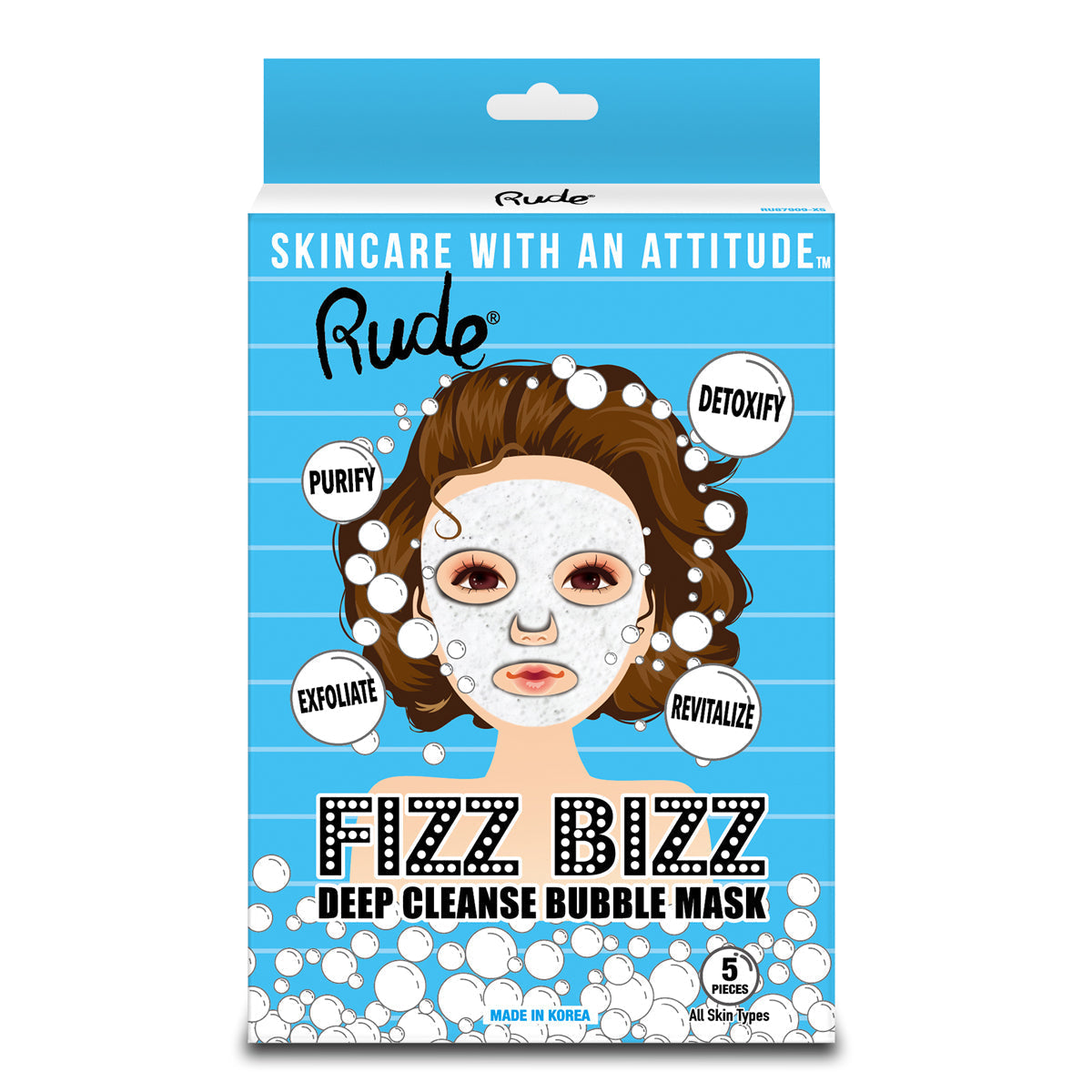 RUDE Fizz Bizz Masque bulle nettoyant en profondeur, lot de 5