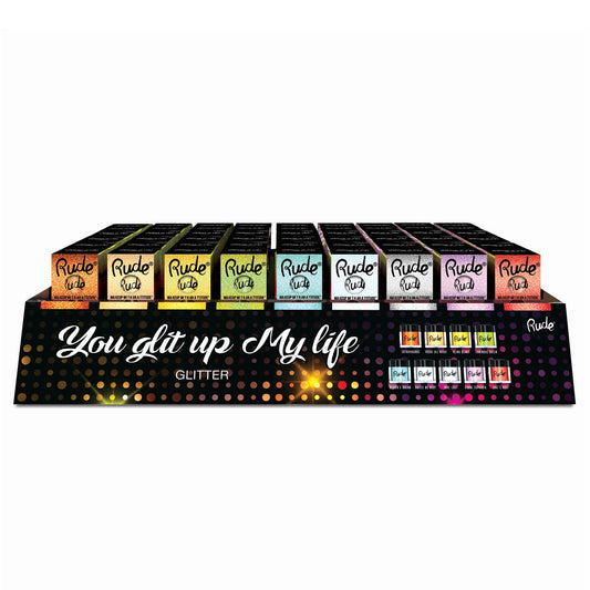 RUDE You Glit Up My Life Glitzer Acryl Display Set, 108 Stück