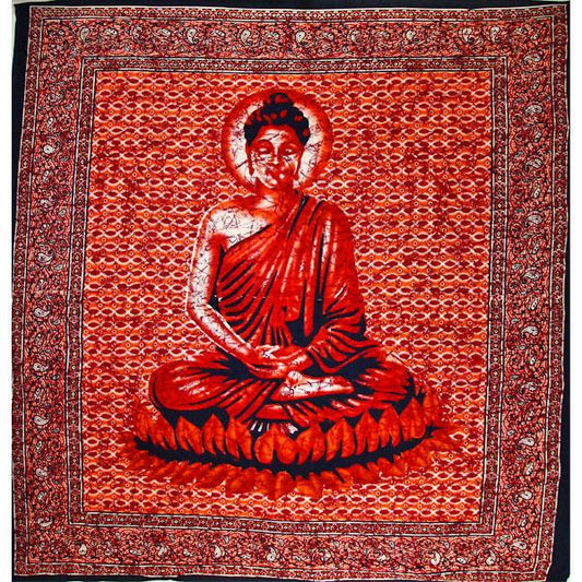 Roter Buddha Meditations-Wandteppich Lotus Yoga Wandbehang