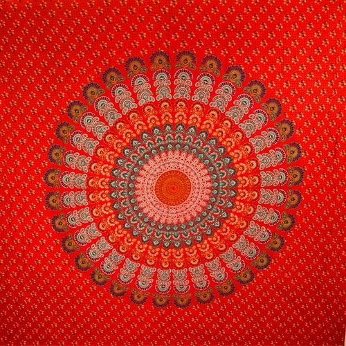 Red Peacock Mandala Tapestry Wall Hanging Throw Boho Decor