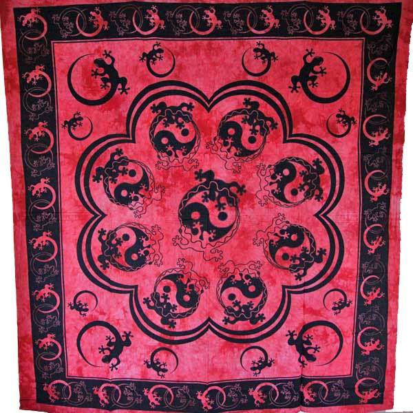 Tapisserie Murale Salamandre Rouge Yin Yang Décor de Dortoir