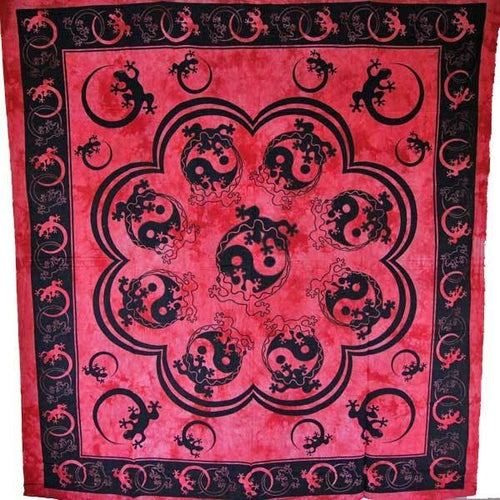 Tapisserie Murale Salamandre Rouge Yin Yang Décor de Dortoir